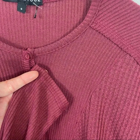 Gibson Look Mixed Rib Waffle Knit  Henley - Picture 5 of 11